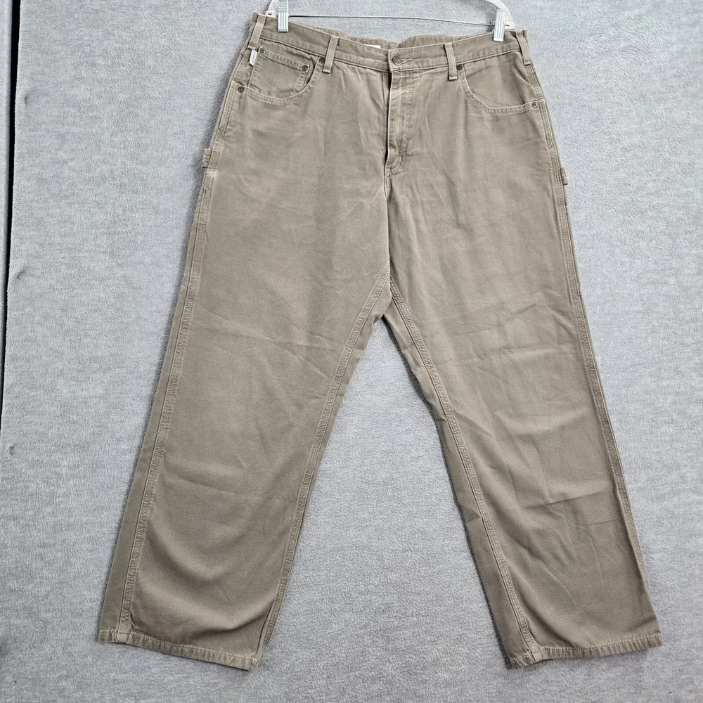 Carhartt Men Pants 38x30 Brown Carpenter Straight Loose‎ Fit High Rise Pockets